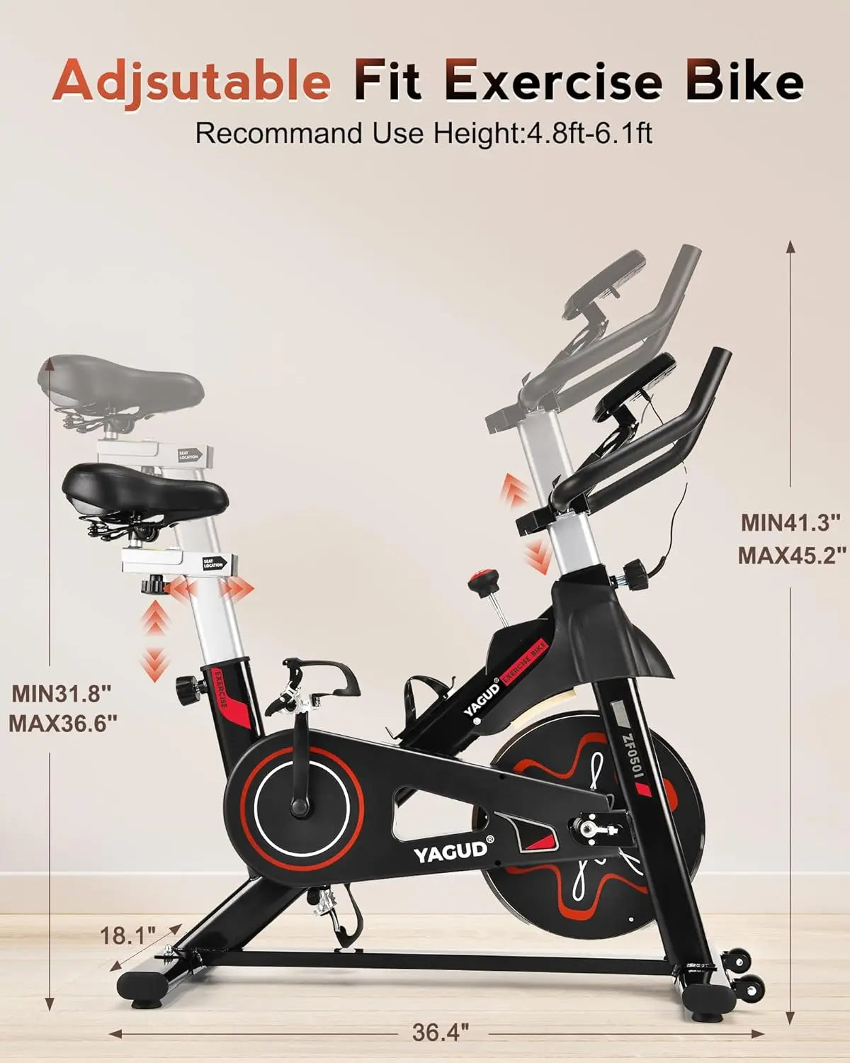 Stationary Bike with Pad Mount & Comfortable Seat Cushion