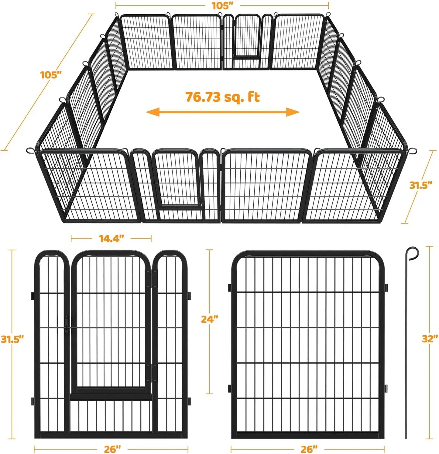 Foldable Metal Pet Playpen Dog Exercise Kennel