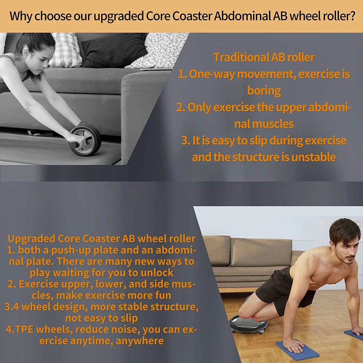 Abdominal Muscle Plate 4-wheel Sliding Roller Disc