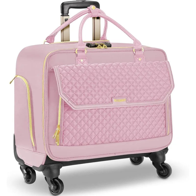 Rolling Laptop Bag with 4 Spinner Wheels and Telescopic Extendable Handle