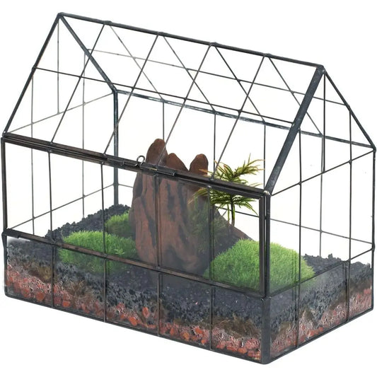 Geometric Glass Terrarium with Front Opening Door