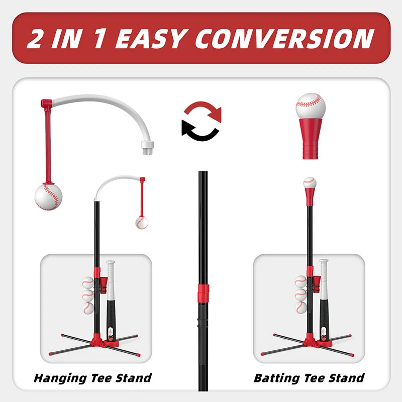 3 in 1 T Ball Set for Kids Baseball with Hanging Tee
