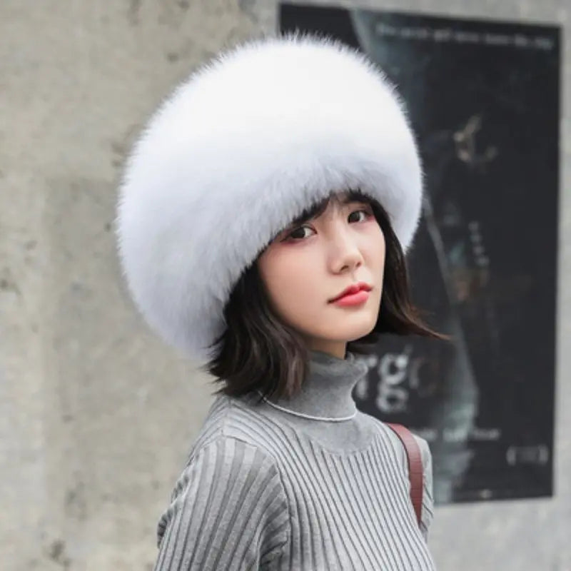 100% Natural Fox Fur Hat For Women