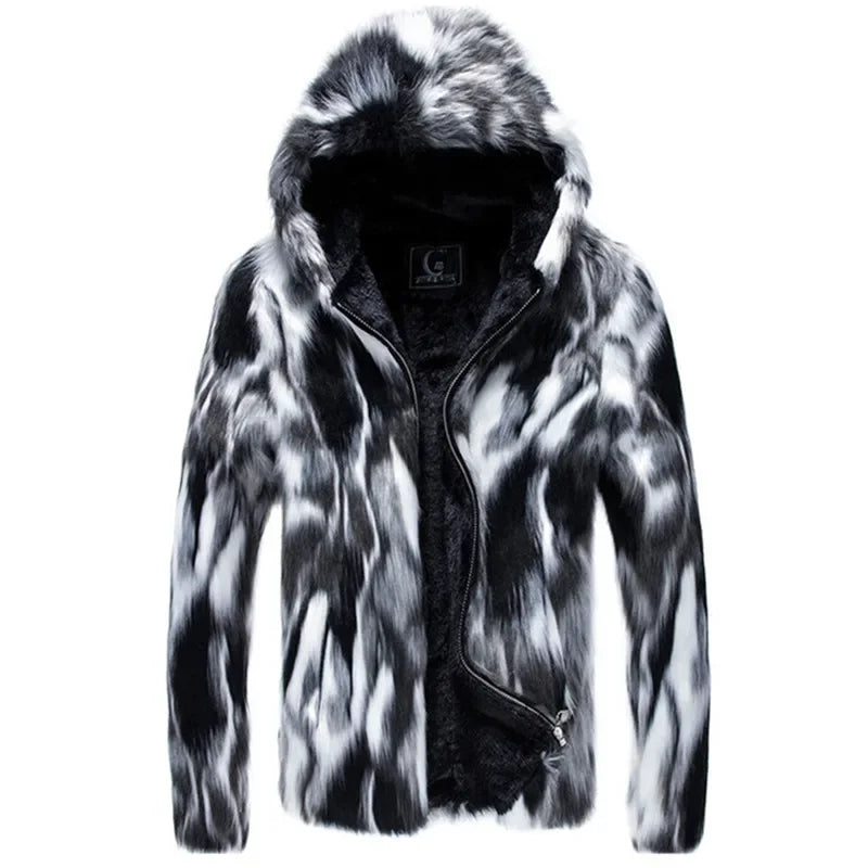 Men's Faux Fur Fashion Hooded Down Jacket