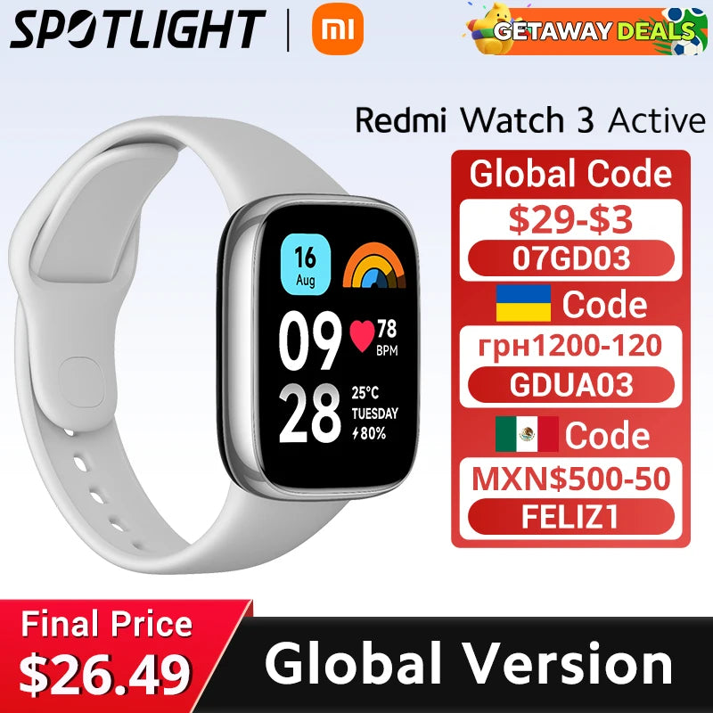 Redmi Watch 3 Active 1.83'' LCD Display Blood Oxygen Heart Rate