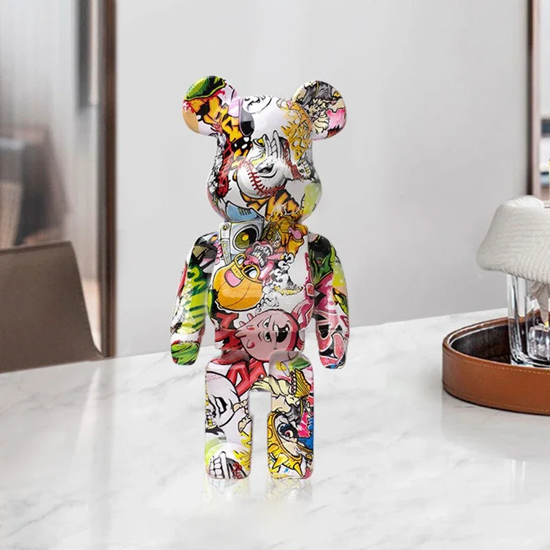 27cm/10Inches Graffiti Bear Figurine Home Decor