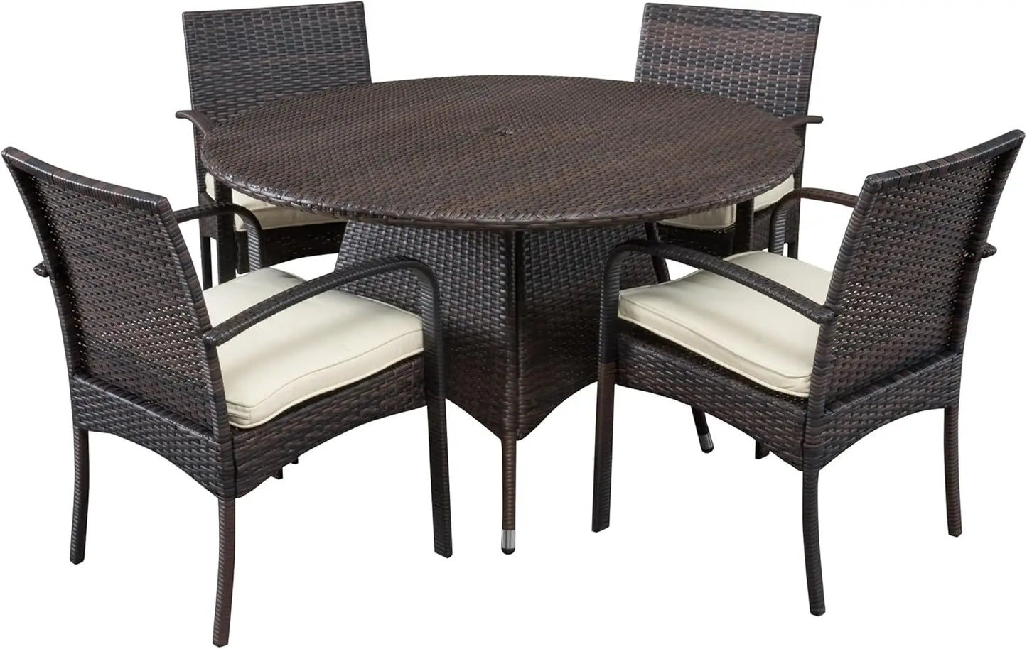 Theodore Outdoor Wicker 5 Piece Dining Set