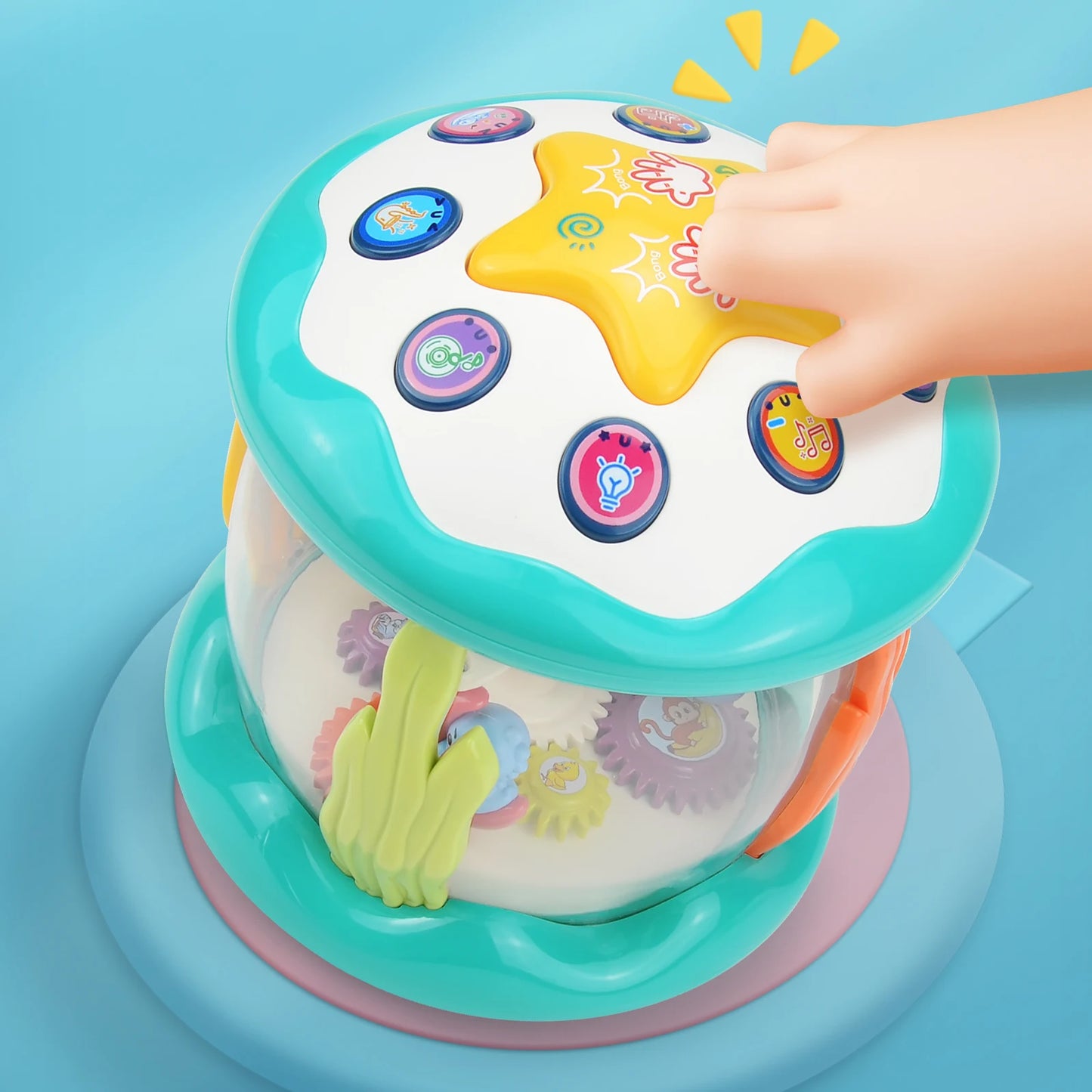 Baby multifunctional light and music hand drum educational toy