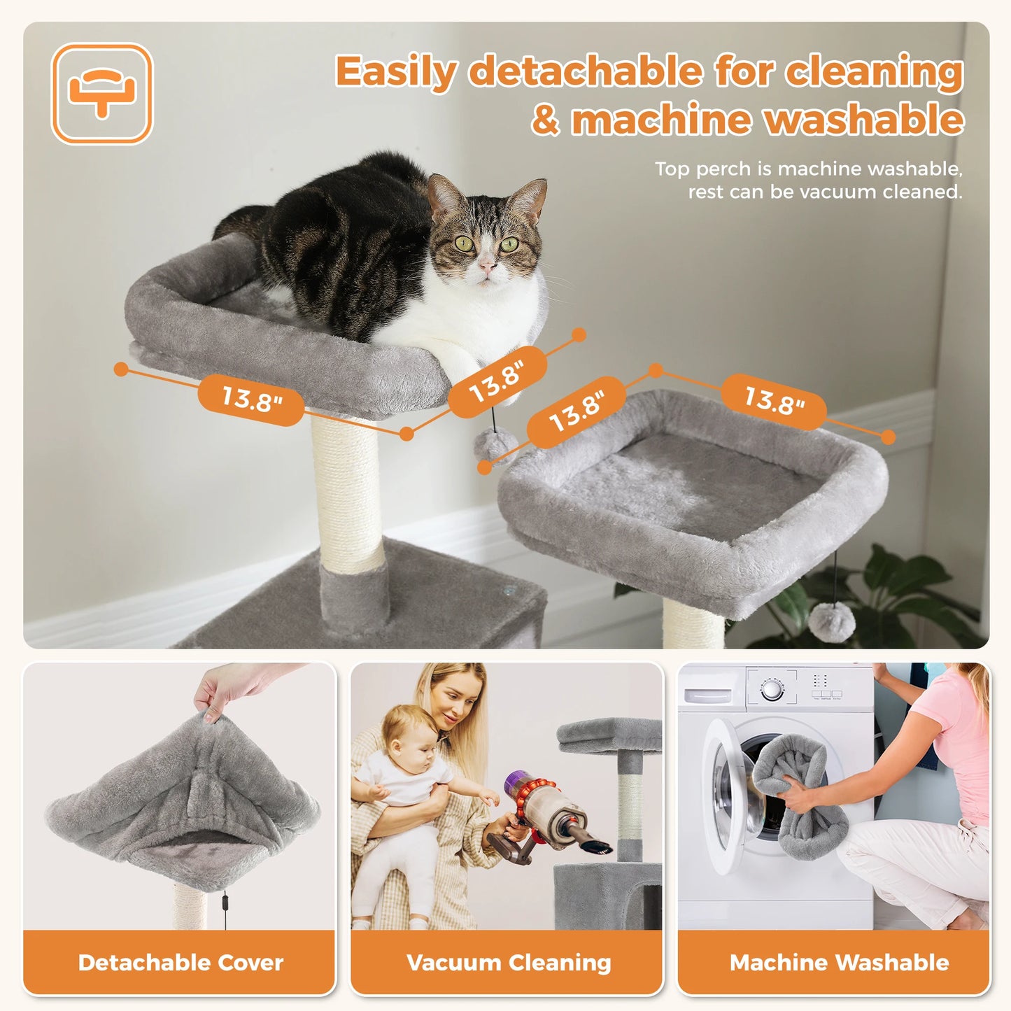 Large Cat Tree Tall Cat Tower for Indoor Cats