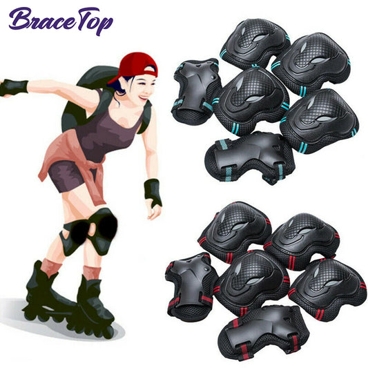 6Pcs/set Teens & Adult Knee Pads Elbow Pads Wrist Guards Protective Gear