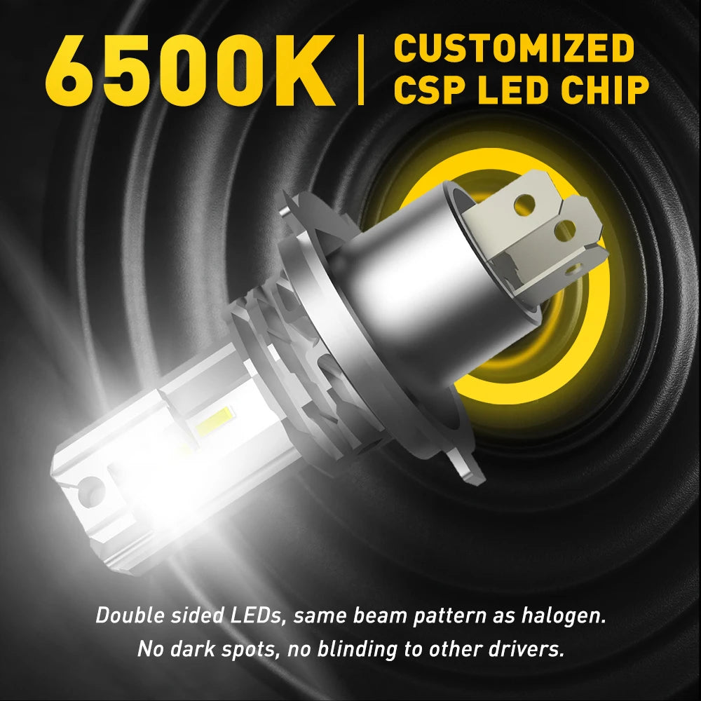 1/2Pcs H4 9003 LED Hi/Lo High and Low Beam H4 LED Bulb Motorcycle Headlamp