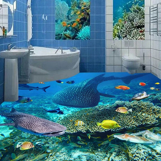 Shark Seaweed Coral 3D Floor Murals