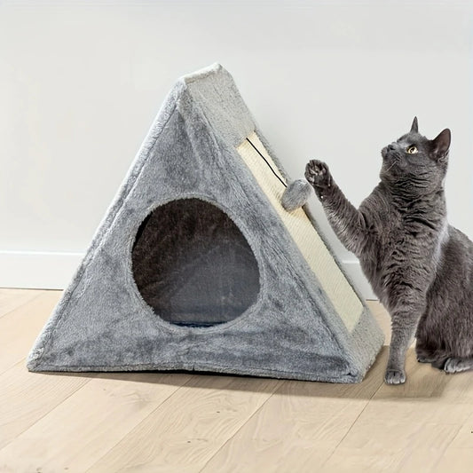 Pet Bed for Cats Under 15lbs with Scratching Board