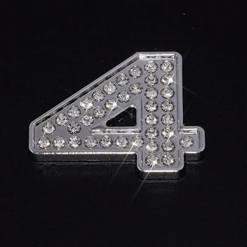 Silver Rhinestone Letters Numbers Car Stickers for Women and Girls