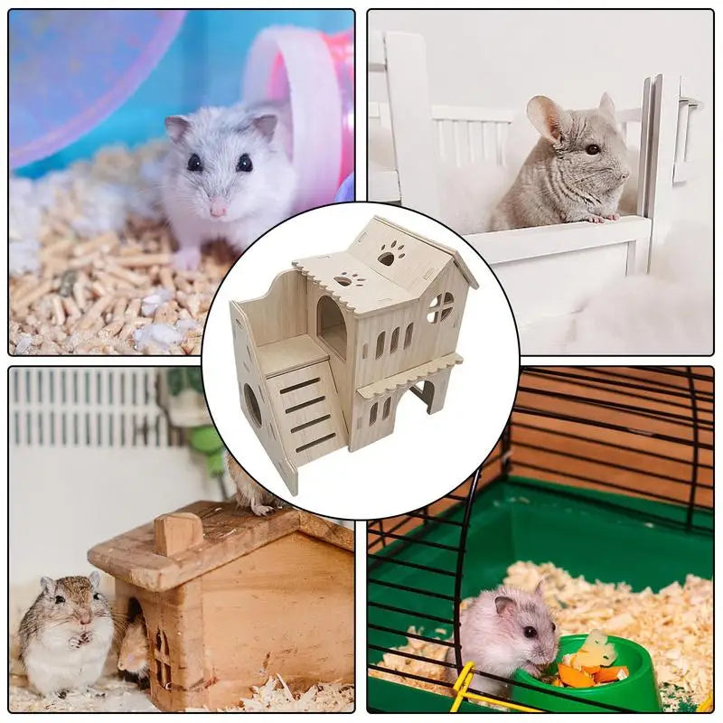 Guinea Pigs Fun House Double-Decker Hut with Climbing Ladder