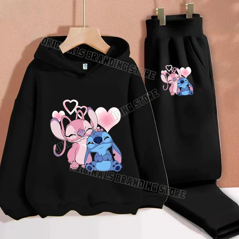 Lilo & Stitch Hoodie Set Casual Tracksuit
