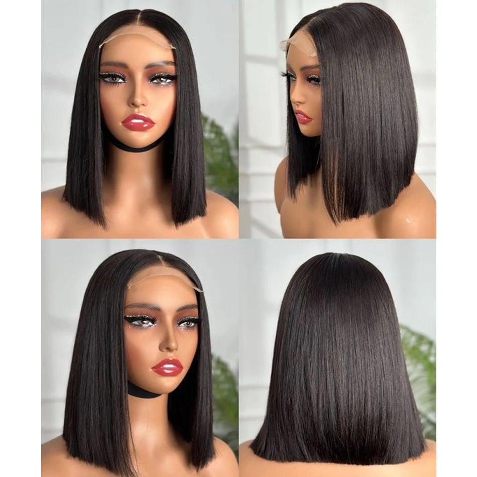 Wear And Go Glueless Wigs Human Hair Bob Straight Pre Cut Lace Front