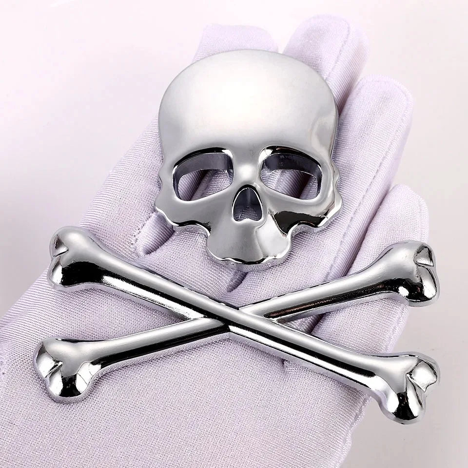3D Metal Skull Skeleton Crossbones Car Motorcycle Sticker