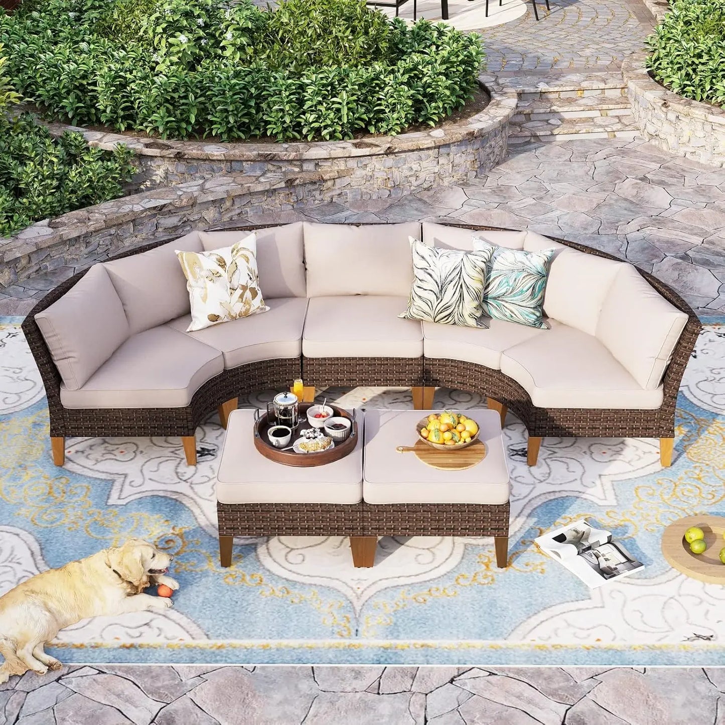 12 Piece Curved Outdoor Sectional Sofa Set