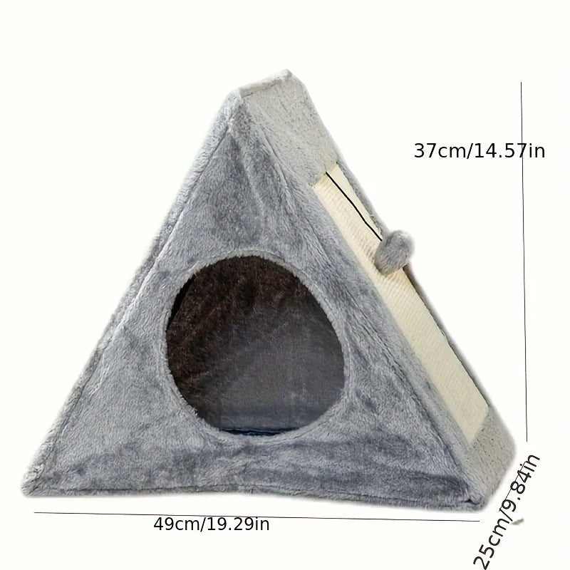 Pet Bed for Cats Under 15lbs with Scratching Board