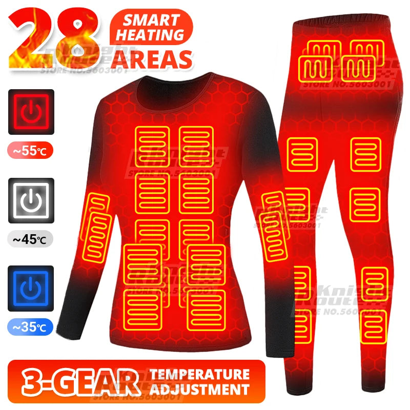 Electric Heated Clothing Fleece Thermal Long Johns