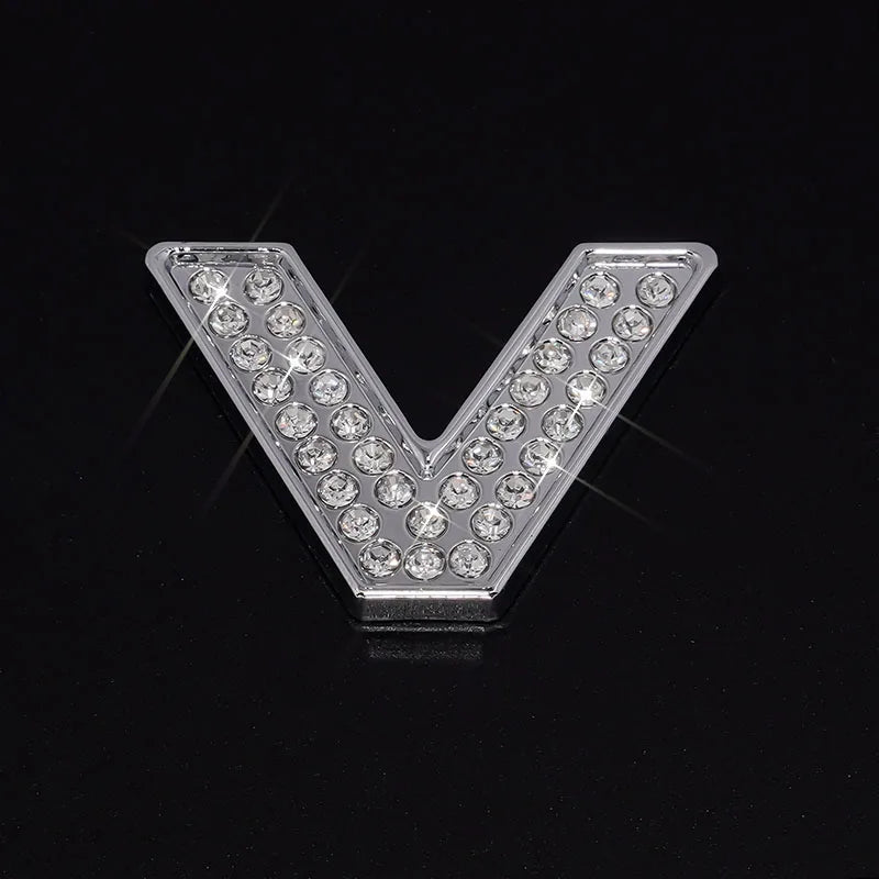 Silver Rhinestone Letters Numbers Car Stickers for Women and Girls