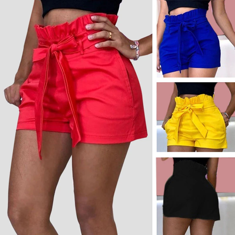 Women's High Waist Pure Color Loose Casual Shorts