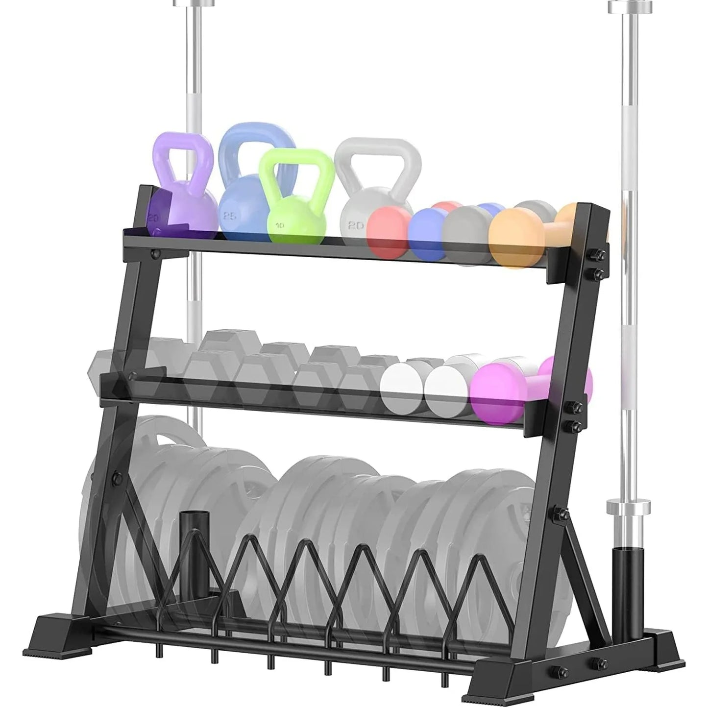 Dumbbell Rack 3-Tier Weight Plate Rack Storage Stand