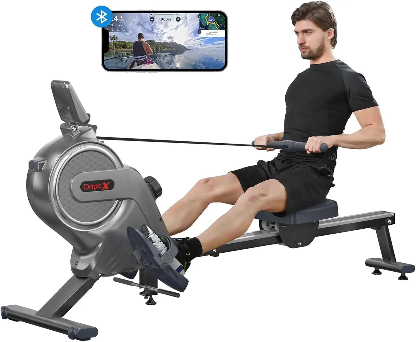 Rowing Machine Max 350LBS Magnetic Rower with 16 Levels of Workout Resistance