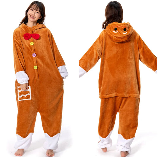 Gingerbread Man Onesie Pajamas Women Men Adult