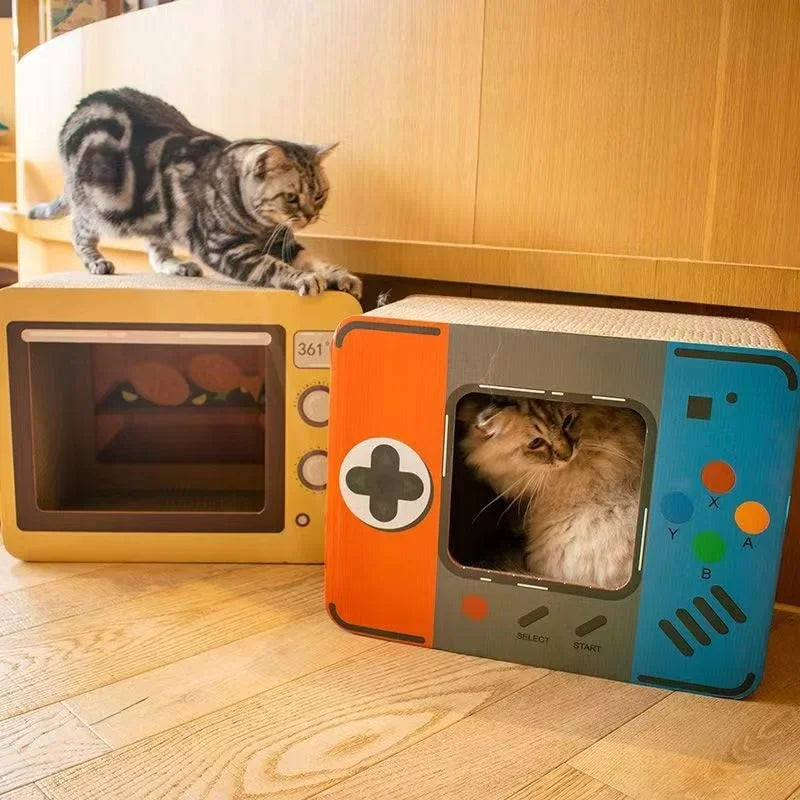 Fun Cat House Vintage TV Radio Cat Scratcher
