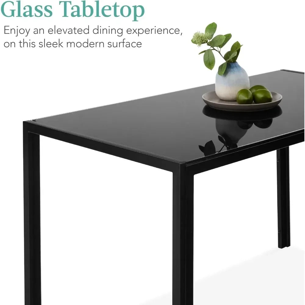 7-Piece Glass Set Modern Kitchen Table Furniture
