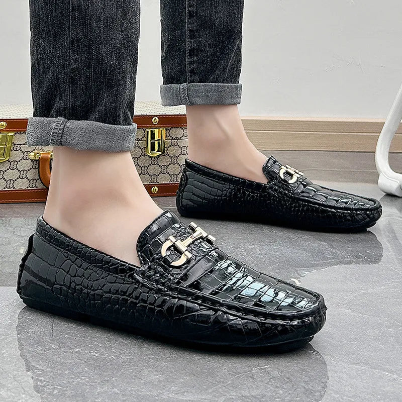 High Quality Snakeskin Leather Mens Loafers