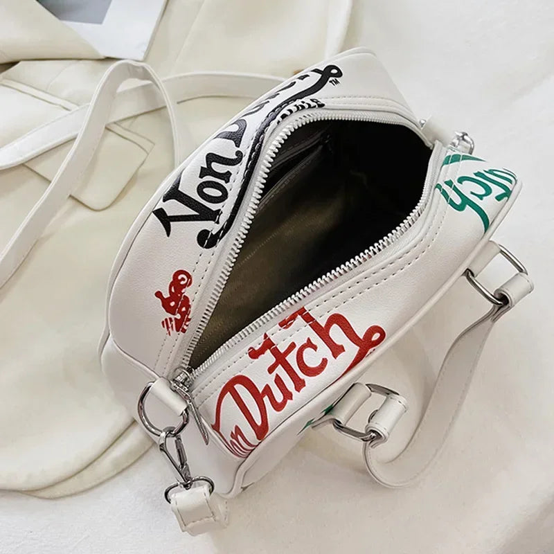 Crossbody Graffiti Handbag PU Leather