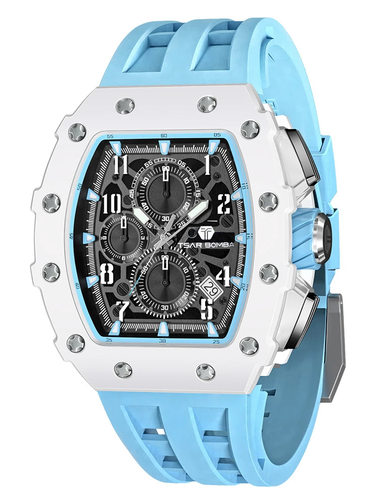 Waterproof Quartz Chronograph Rectangle Wristwatch