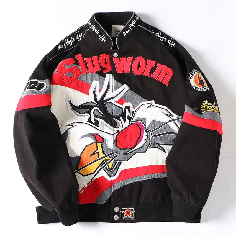 High Street Embroidered Anime Baseball Jacket