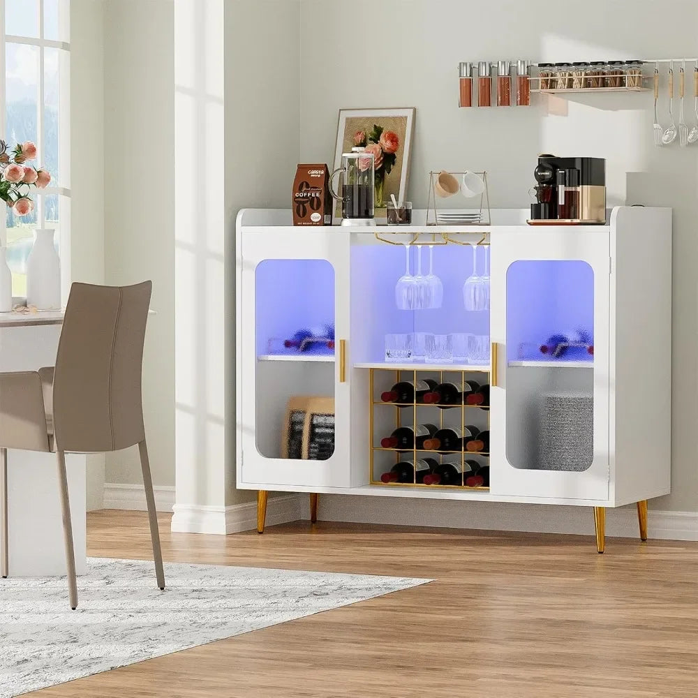 Cabinet Bar with Power Outlet and LED Lights