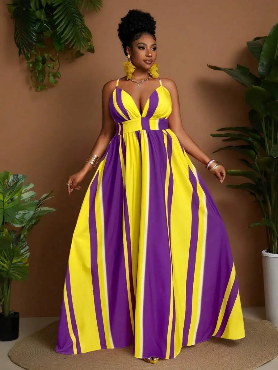 Plus Size Striped Maxi Dress