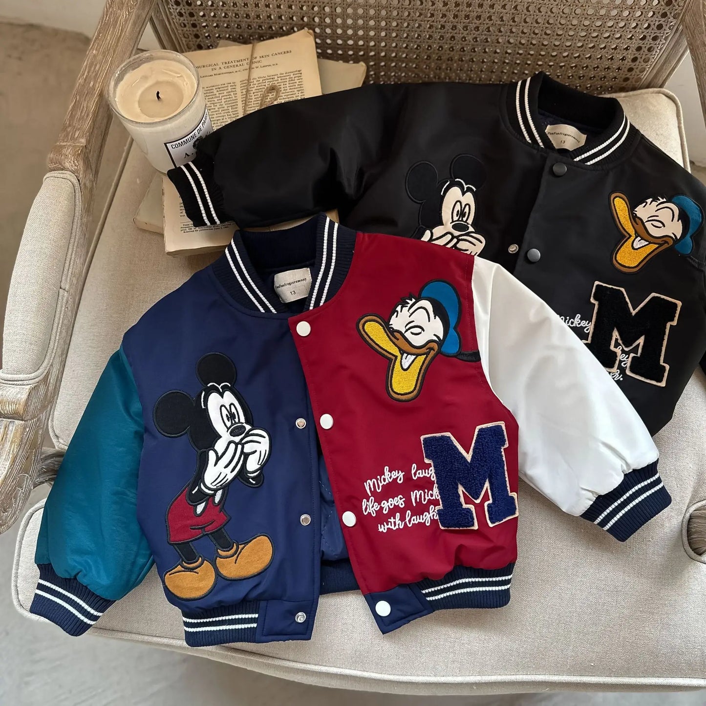 Children Baseball Jackets Mickey Mouse Donald Duck Embroidery