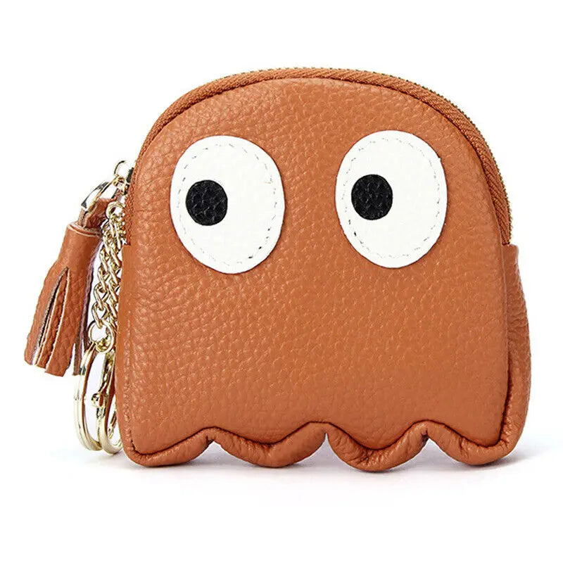 Cute Cartoon Genuine Leather Mini Coin Purse with Keychain