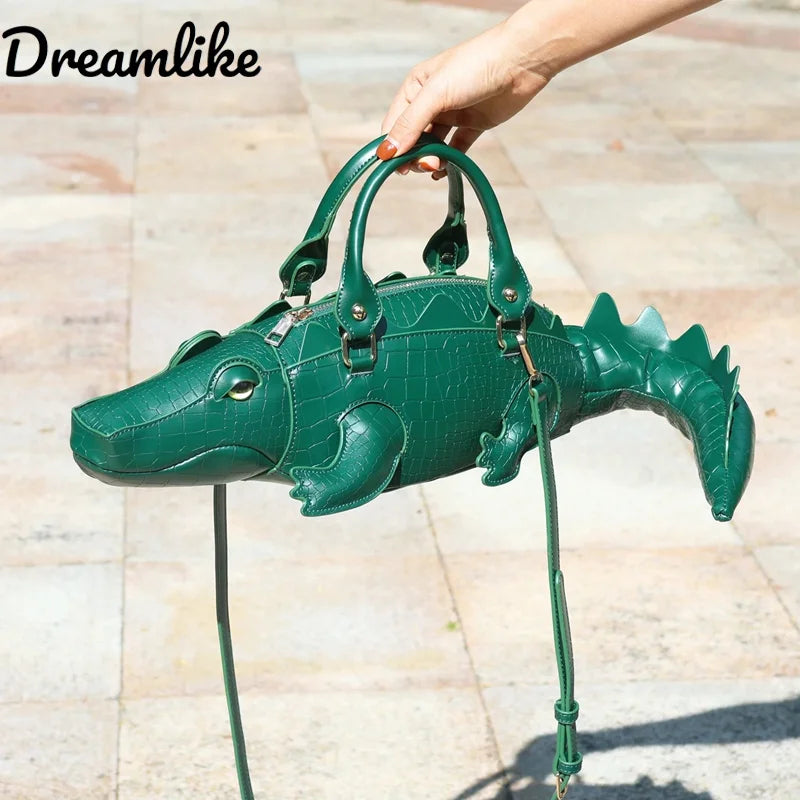 High Quality Handmade Crocodile Shape Shoulder Bag