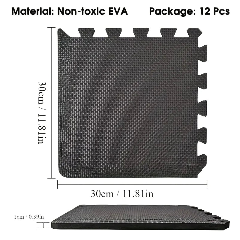 12pcs 30*30cm Sports Protection Gym Mat EVA Cross Pattern