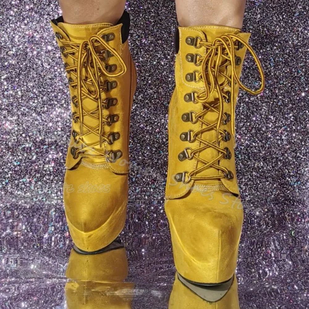 Lace-Up Ankle Boots Platform Luxury Fashion