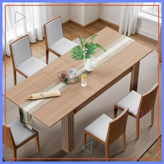 Expandable Kitchen Table for 4/6/8 People with Runner