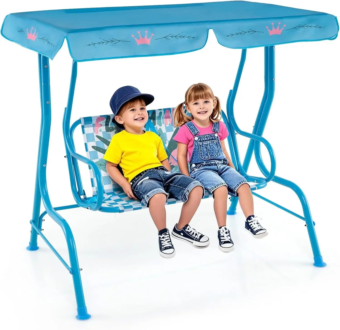 Kids 2-Seater Outdoor Porch Swing All Weather Resistant Waterproof