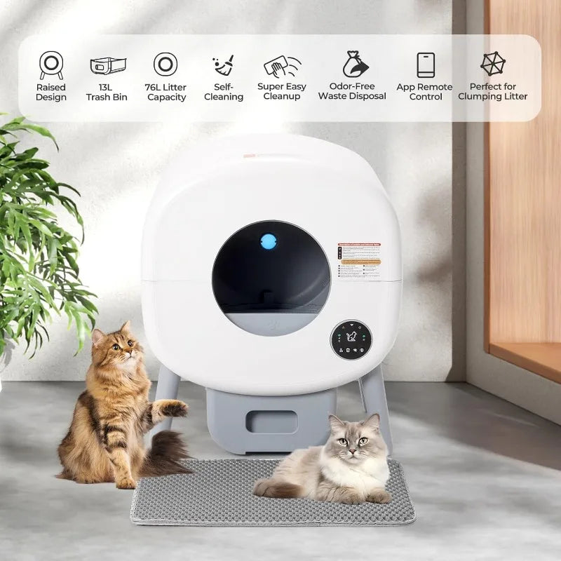 Extra Large Automatic Litter Box Self Cleaning Odor-Free