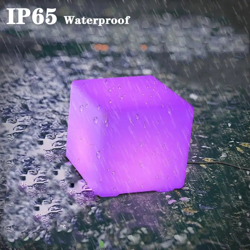 Waterproof Lawn Lamp Cube Luminous Rechargeable with Remote Control