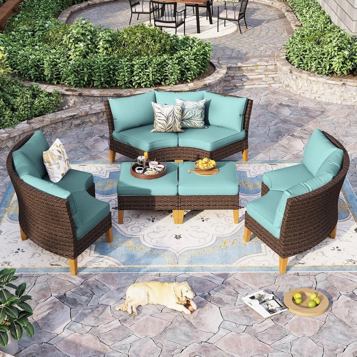 12 Piece Curved Outdoor Sectional Sofa Set