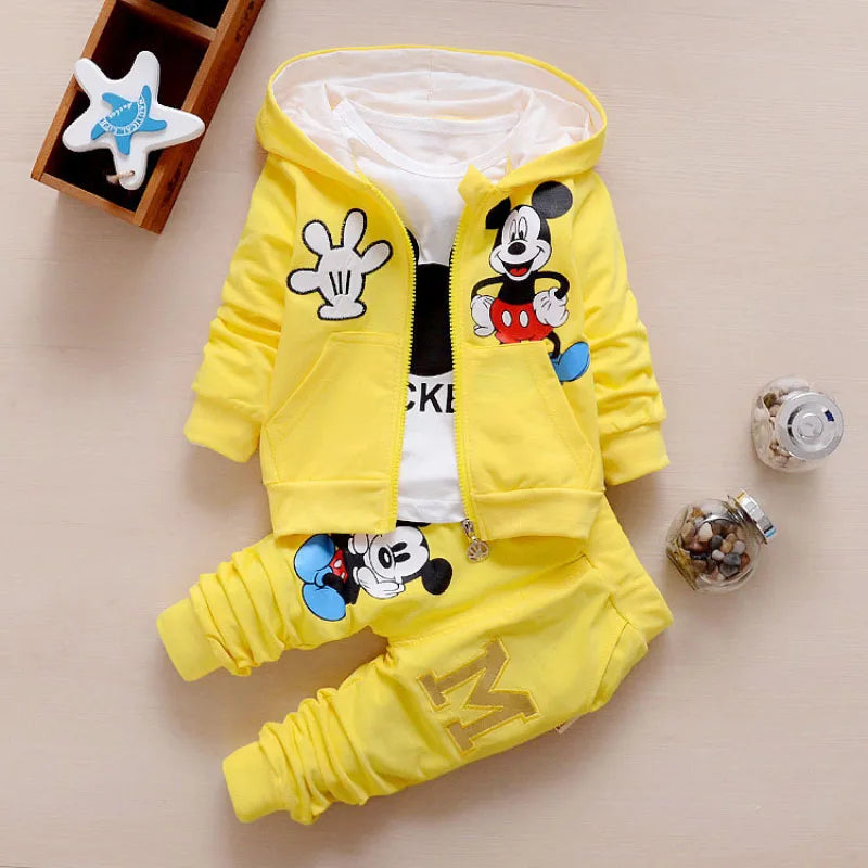 Girls Boys Mickey Minnie Clothing Hoodie+T-shirt+Pants Tracksuit