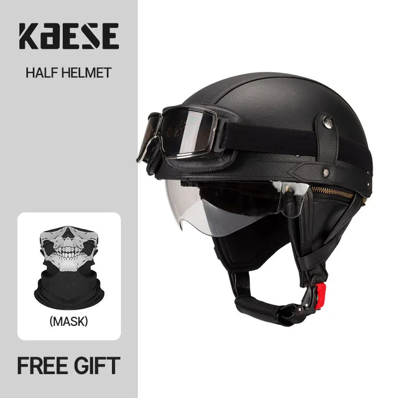 Vintage Half Face Motorcycle Helmet Unisex